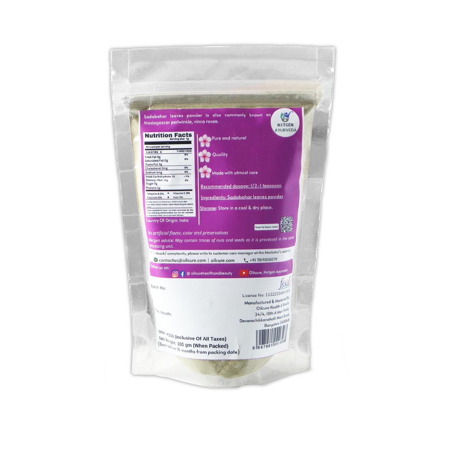 Sadabahar Leaves Powder - 100 gm
