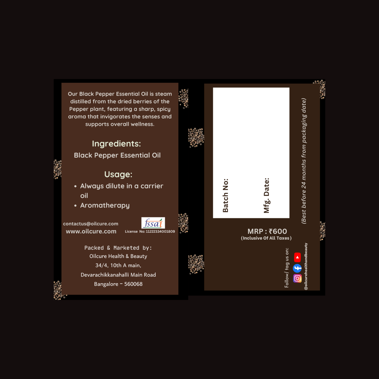 Black pepper oil pure