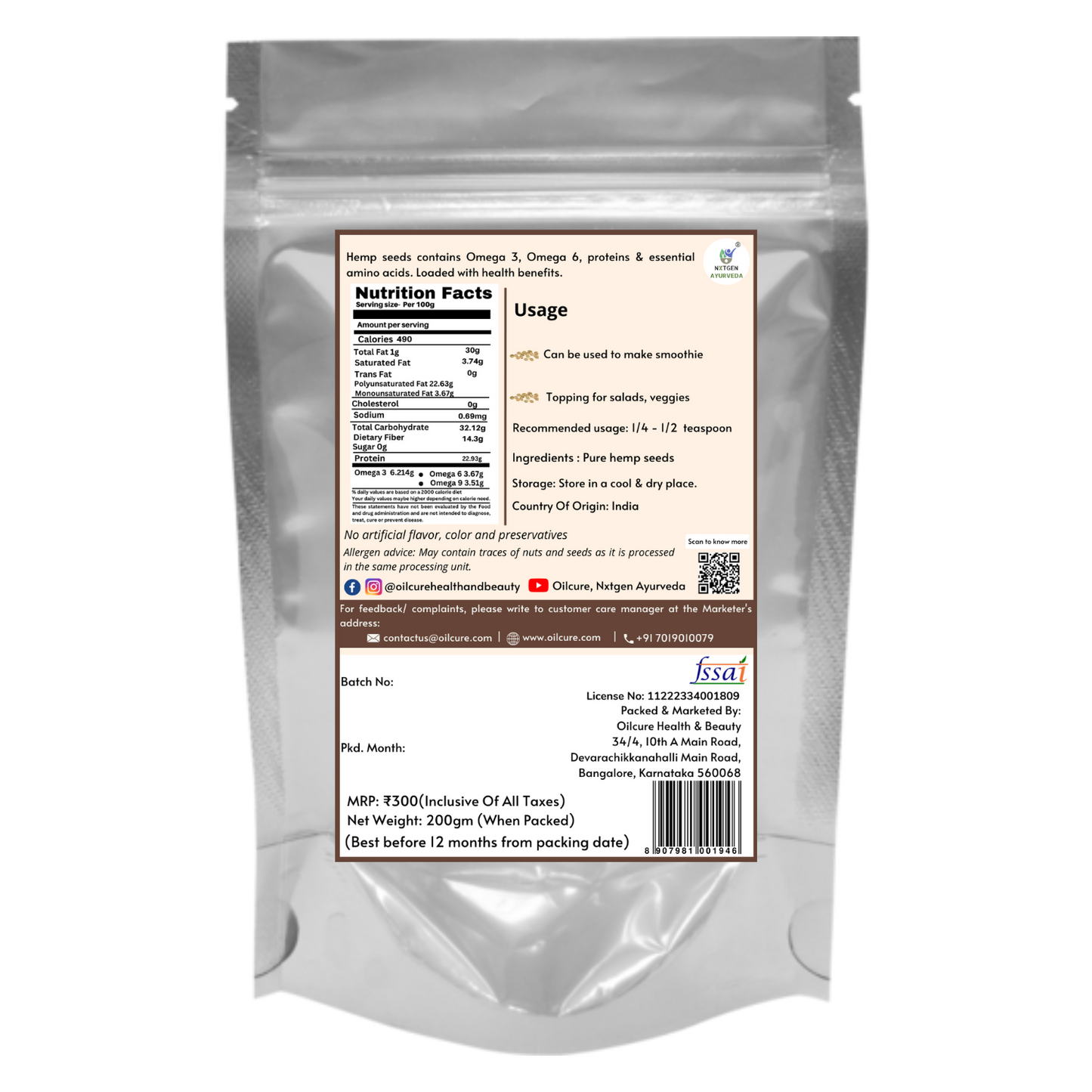 Hemp Seeds - 200 Gms