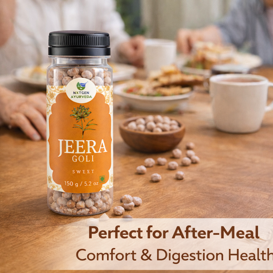 Jeera Goli on a table with people eating in the background