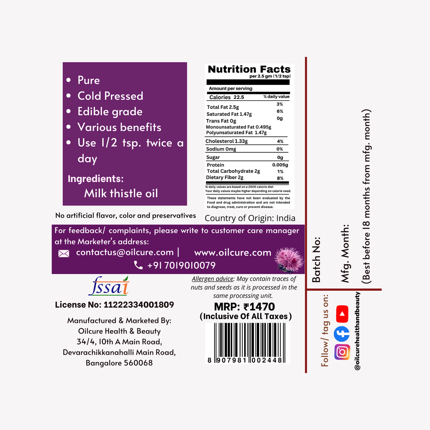 Milk thistle oil for liver