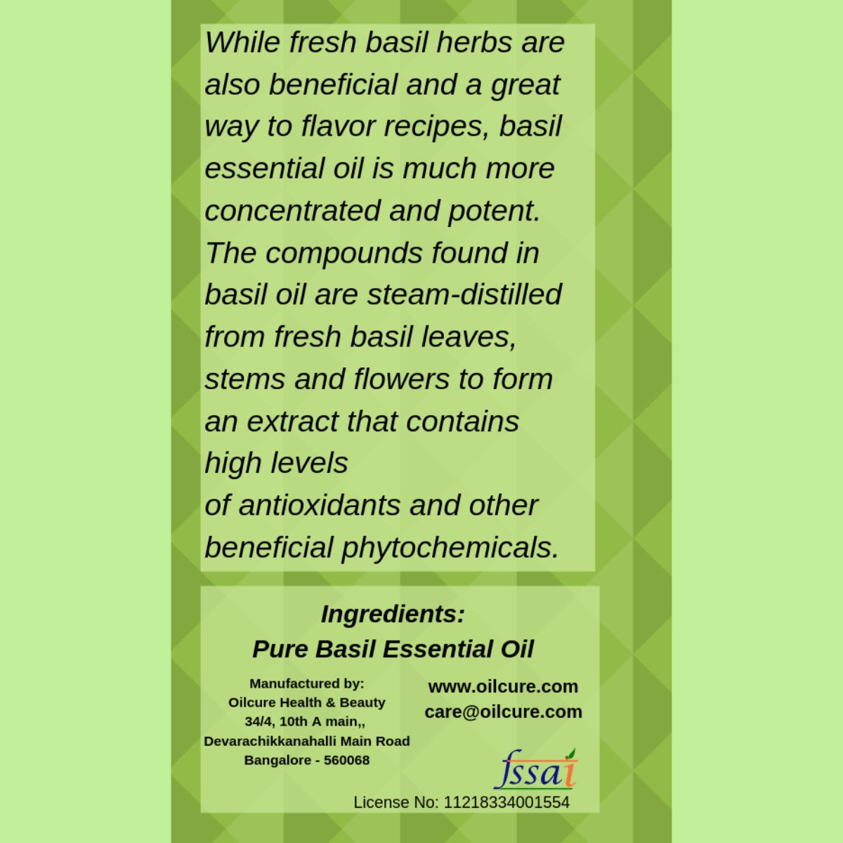 It has a strong, sweet, and herbaceous aroma, and is commonly used in aromatherapy, massage, and skincare products.