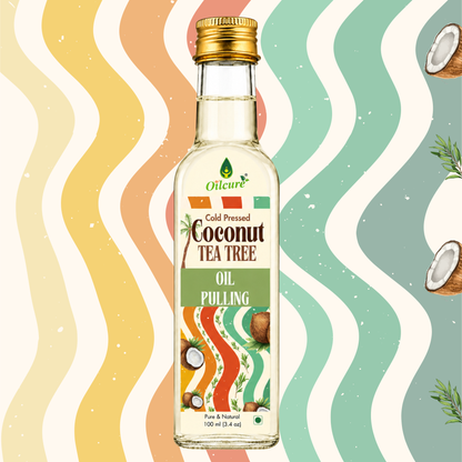 Oilcure Cold Pressed Coconut Tea Tree Oil Pulling Oil bottle