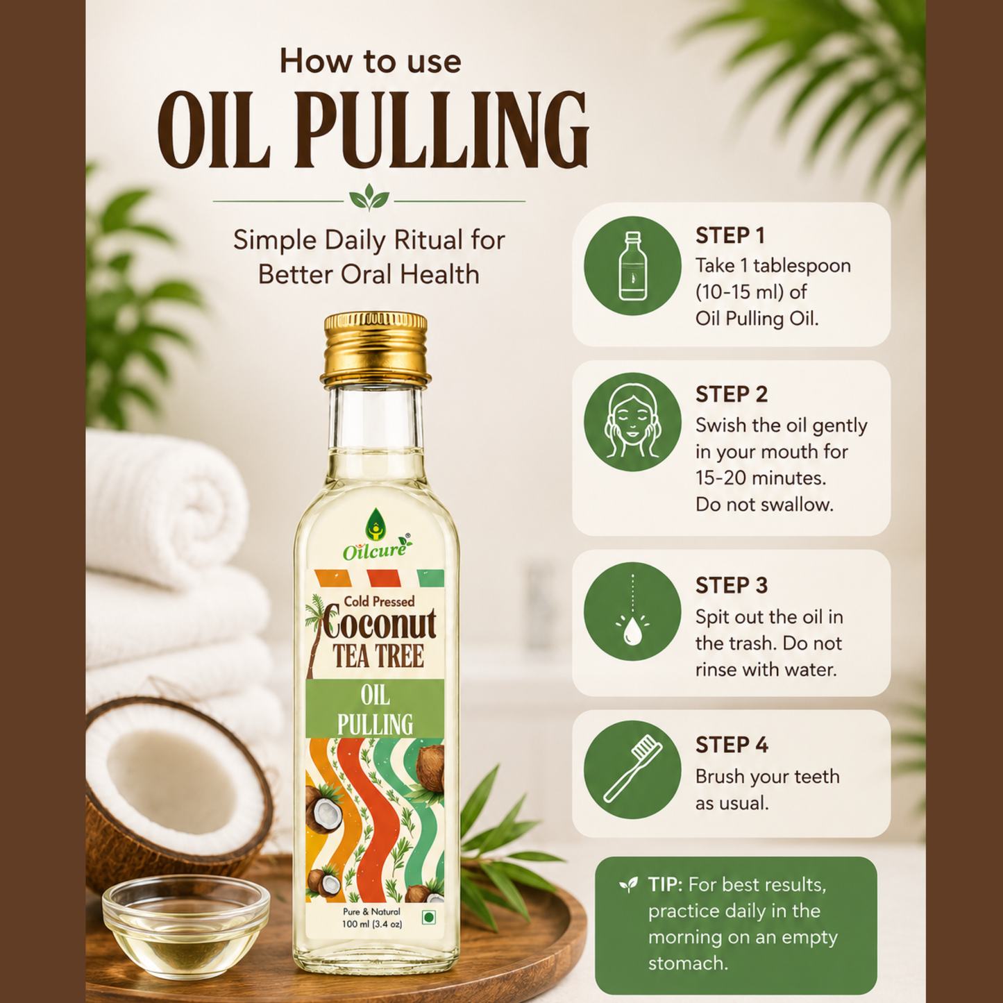 Oilcure natural oral care oil with tea tree