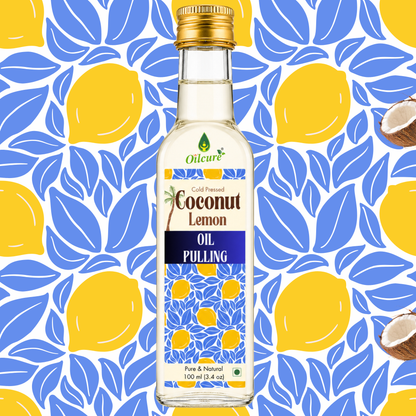 Oilcure Cold Pressed Coconut Lemon Oil Pulling Oil bottle