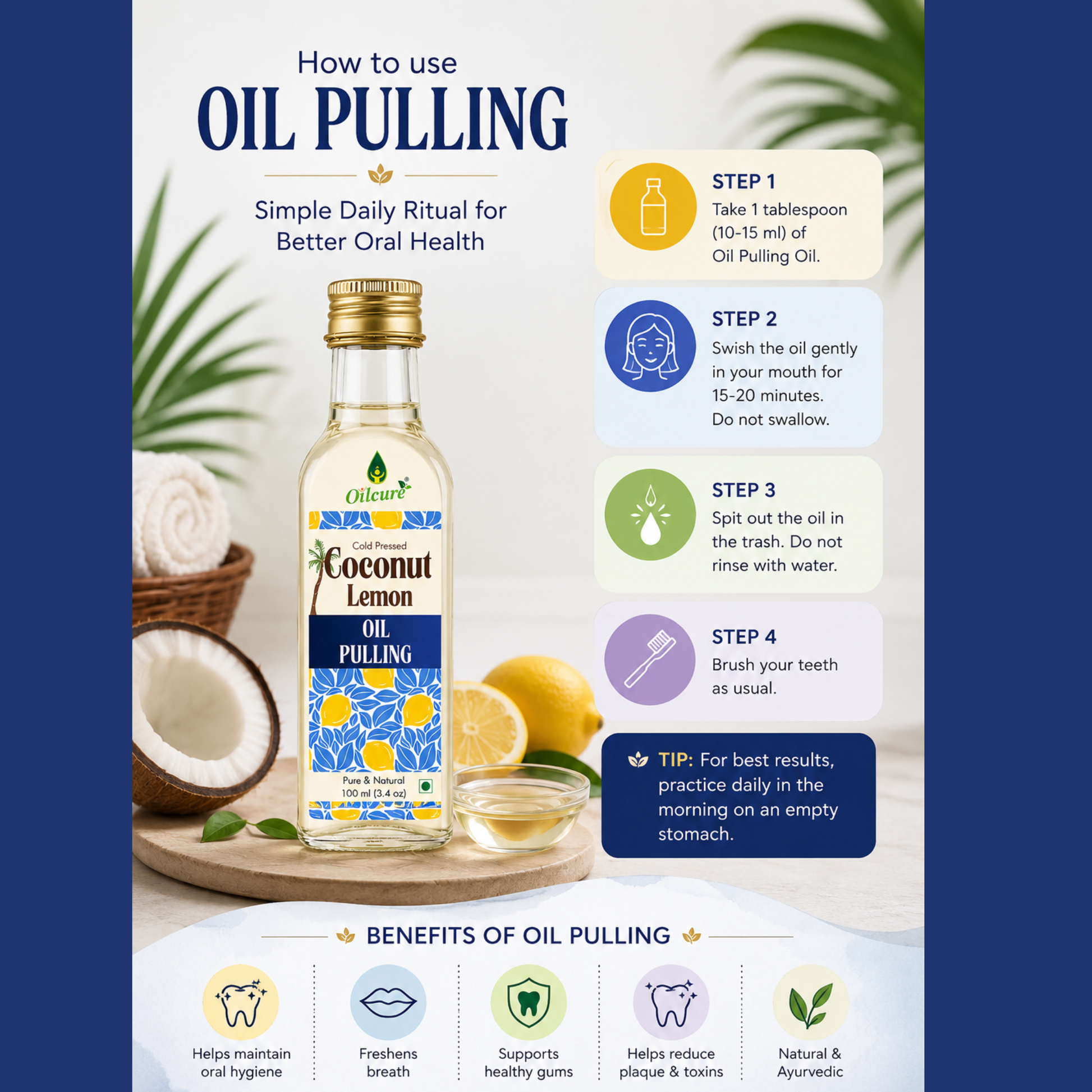 Refreshing lemon oil pulling blend
