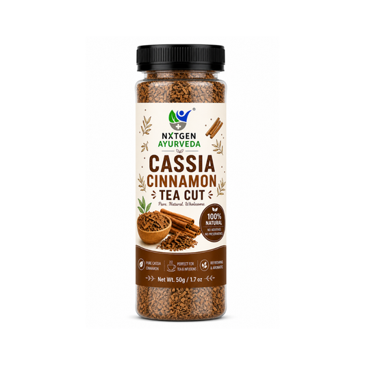 Premium Cassia Cinnamon Tea Cut in a transparent stand-up pouch with aromatic dried cassia cinnamon pieces for flavorful herbal tea and infusions.
