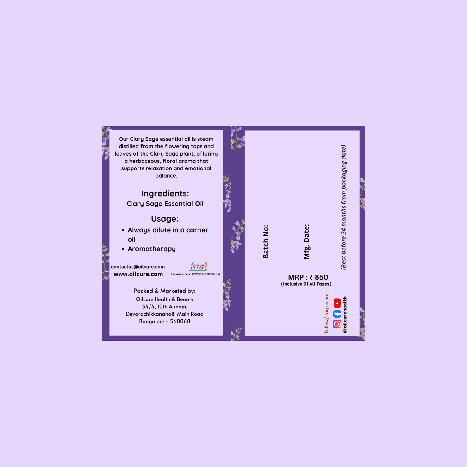 Pure clary sage essential oil