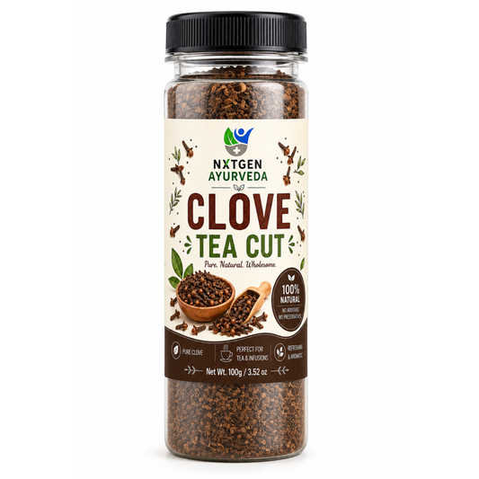 Premium Clove Tea Cut in a transparent stand-up pouch with aromatic dried clove pieces for flavorful herbal tea and traditional infusions.
