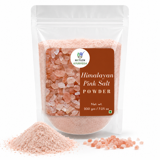 Premium Himalayan Pink Salt Powder in a transparent stand-up pouch with finely ground natural pink salt for cooking, seasoning, and everyday use.