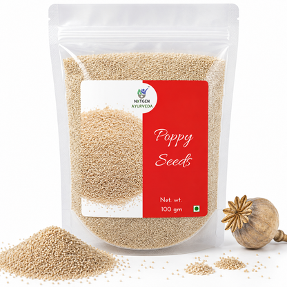 Premium Khas Khas (Poppy Seeds) in a transparent stand-up pouch with natural whole poppy seeds for cooking, baking, desserts, and traditional recipes.