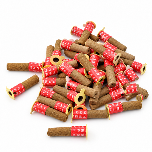 Premium Mini Moxa Sticks in a transparent stand-up pouch, designed for traditional moxibustion and wellness use.