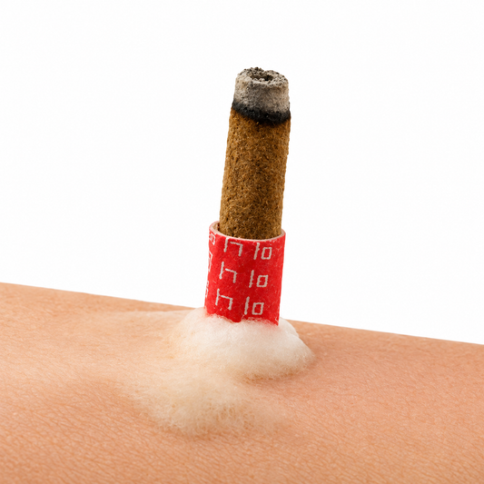 Premium Mini Moxa Sticks in a transparent stand-up pouch, designed for traditional moxibustion and wellness use.