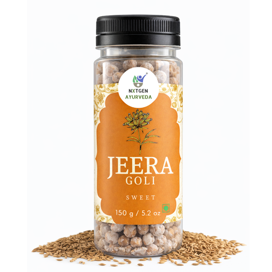 Jar of jeera goli Nxtgen Ayurveda 