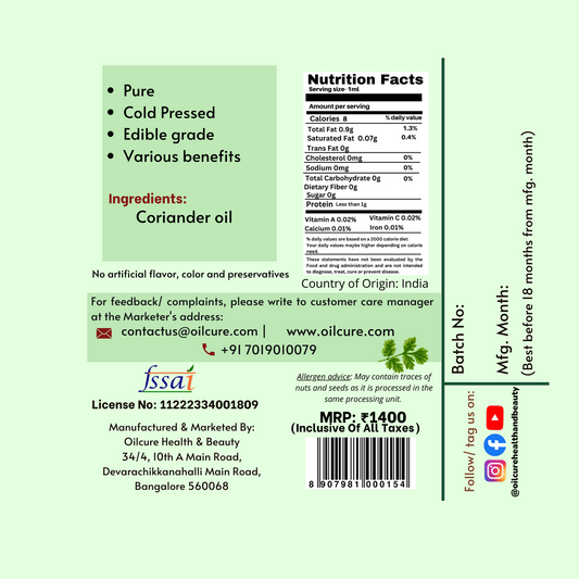 Coriander Seed Oil