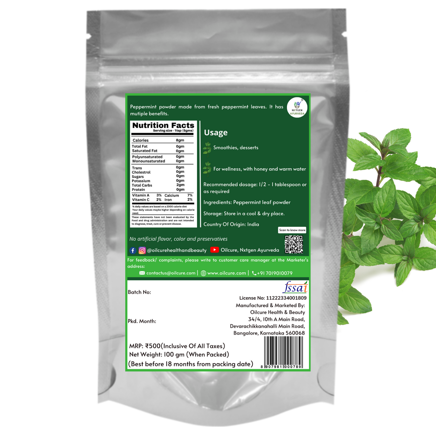 Peppermint Leaves Powder  - 100 Gms