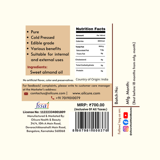 Sweet Almond Oil - 100 ml